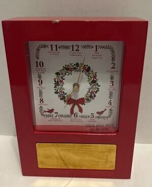 Things Remembered Christmas Musical Clock – Red, 12 Songs, 2015 READ description